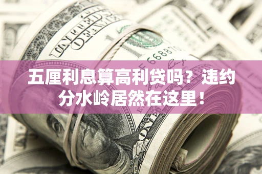 济南五厘利息算高利贷吗？违约分水岭居然在这里！